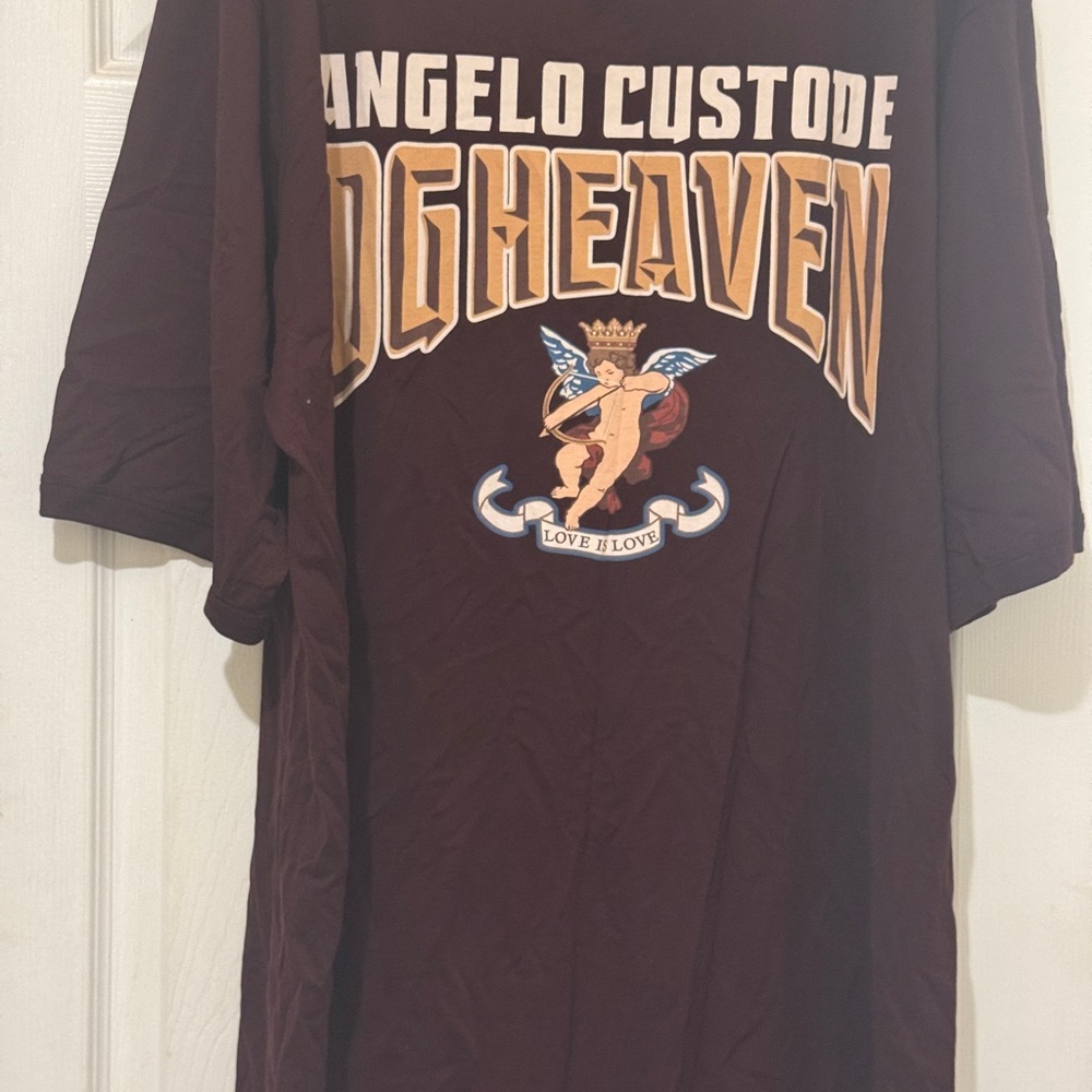 Dolce & Gabbana Brown Short Sleeve Tee with Angel Graphic